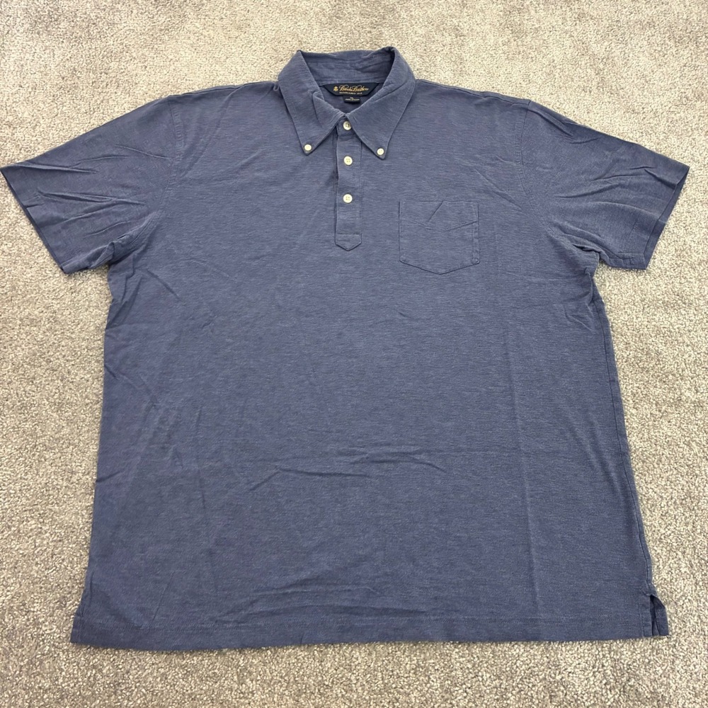 Brooks Brothers Polo Mens Extra Large Button Down Blue Short Sleeve Cotton